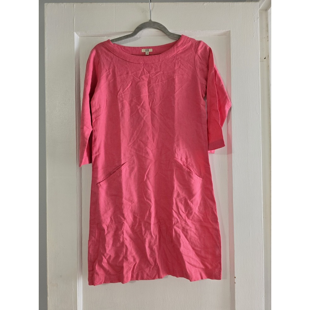 AND Women Pink Linen Blend Shift Dress size 8